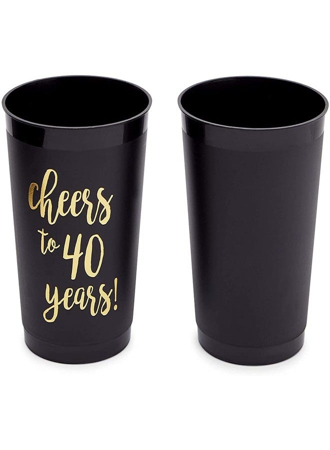 Sparkle and Bash 16 Pack Cheers to 40 Years Plastic Party Cups - 40th Birthday Decorations for Men and Women, Anniversaries (Black Plastic Cups, 16 Oz) - Image 4